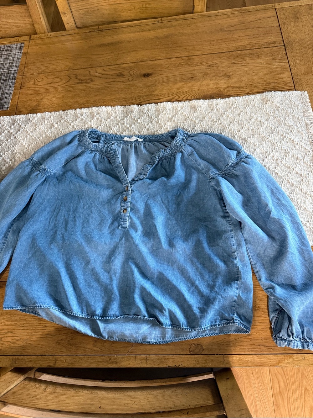 Jane and Delancey Light Blue Button-Front Peasant Blouse